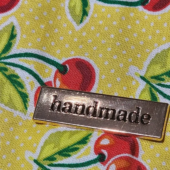 Handmade Cherry Print Yellow Red Crossbody Bag - Picture 5 of 5